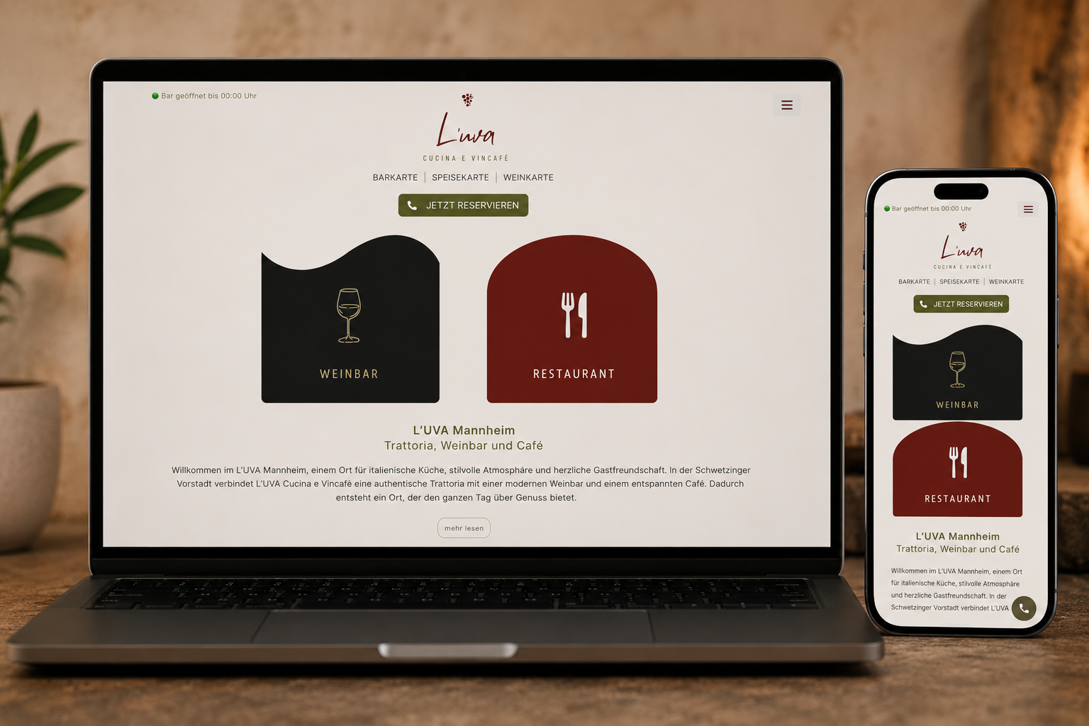 Restaurant Website und Local SEO für L'UVA Mannheim